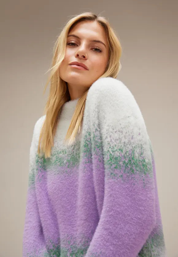 302479- Lilac/Green Feather Yarn Jumper - Street One