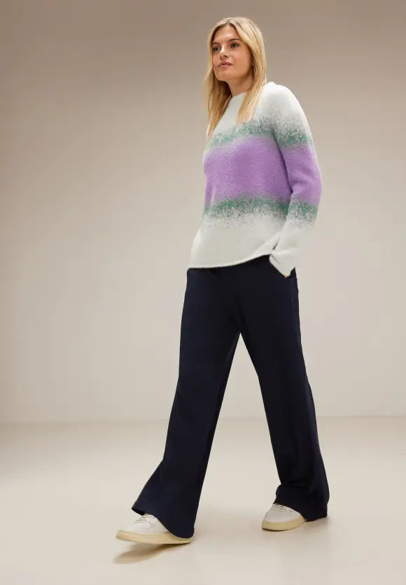 302479- Lilac/Green Feather Yarn Jumper - Street One