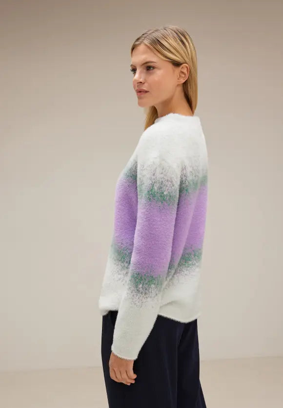 302479- Lilac/Green Feather Yarn Jumper - Street One