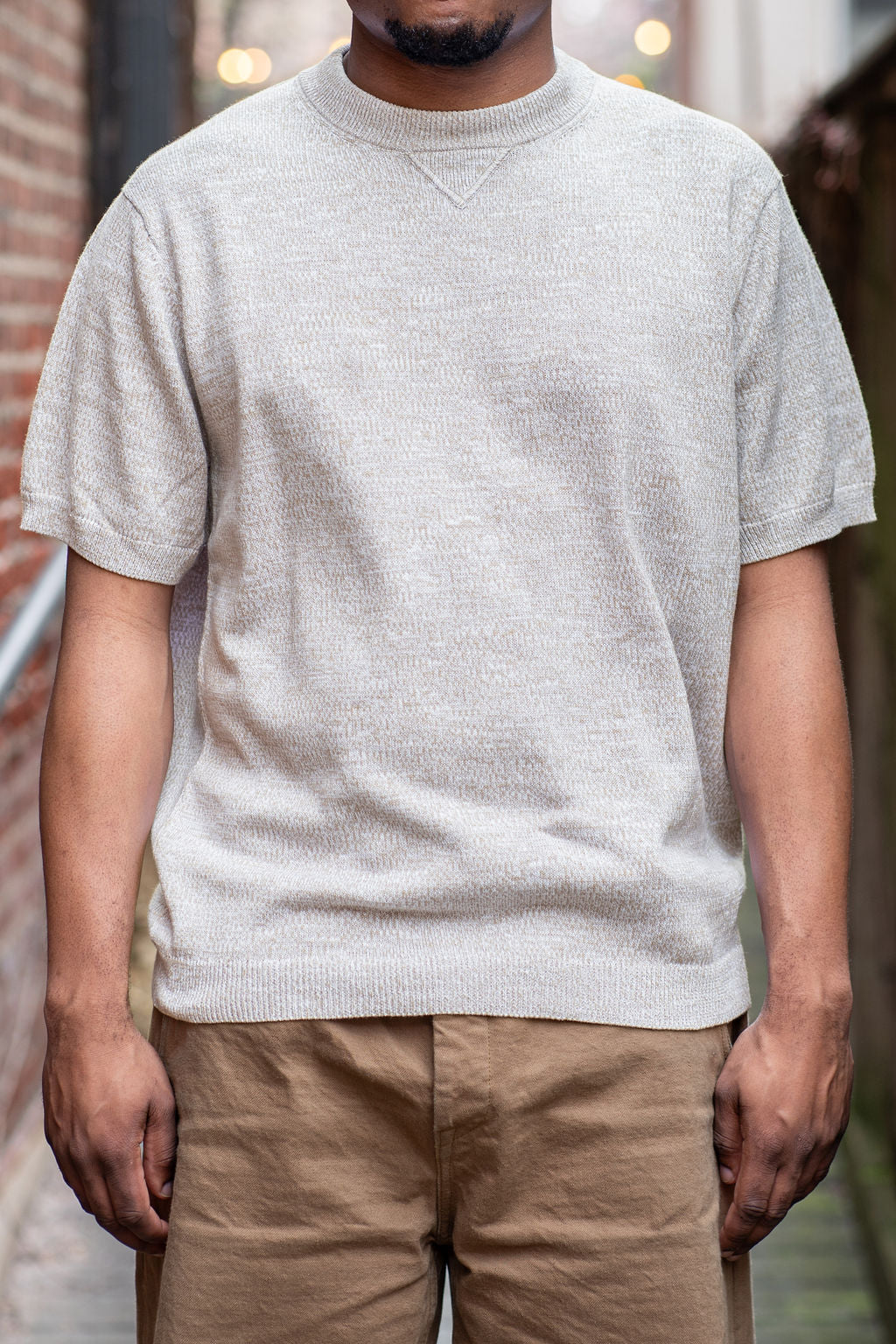 3sixteen Knit T-shirt - Natural Marled Yarn