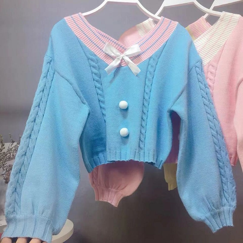 4 COLORS SWEET AND LOVELY BOW SWEATER BY21053