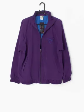 90s vintage Puma windbreaker purple with triangle badge – Medium / Large