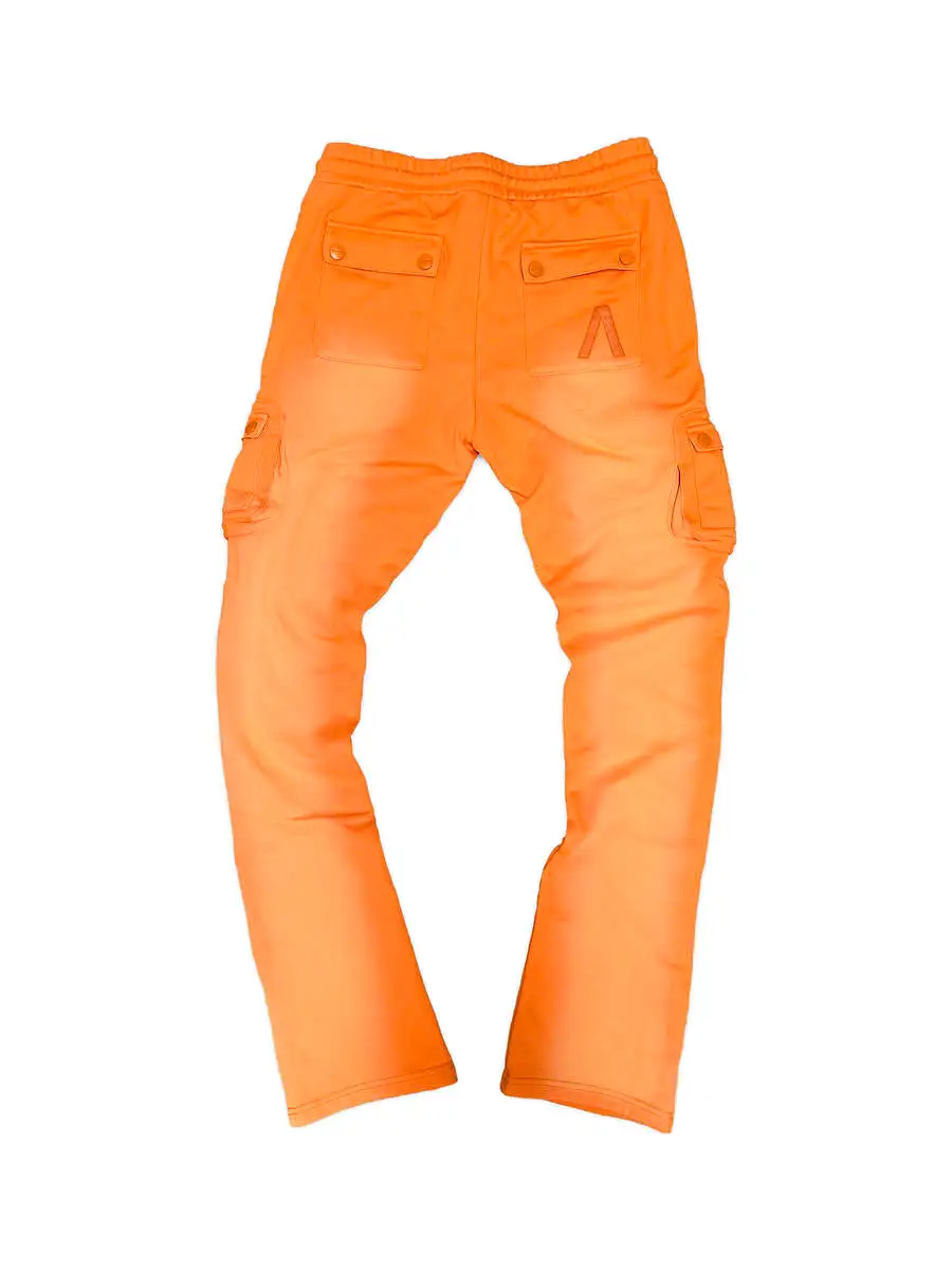 AOLOGNE STAND ALONE WASH STACKED CARGO JOGGERS (ORANGE)