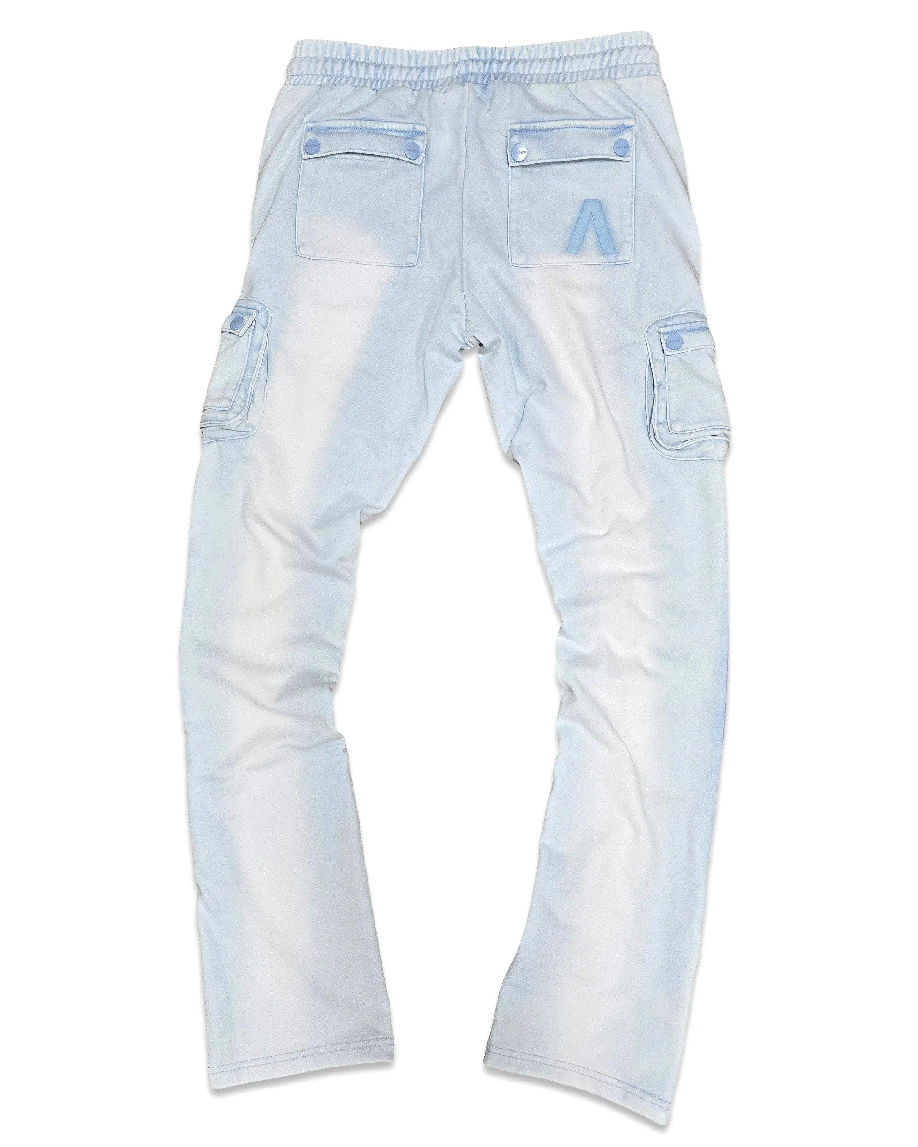 AOLOGNE STAND ALONE WASH STACKED CARGO JOGGERS (POWDER BLUE)