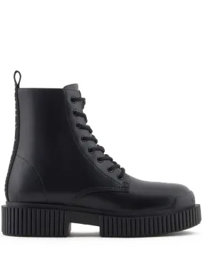 Armani Exchange leather Combat boots - Black