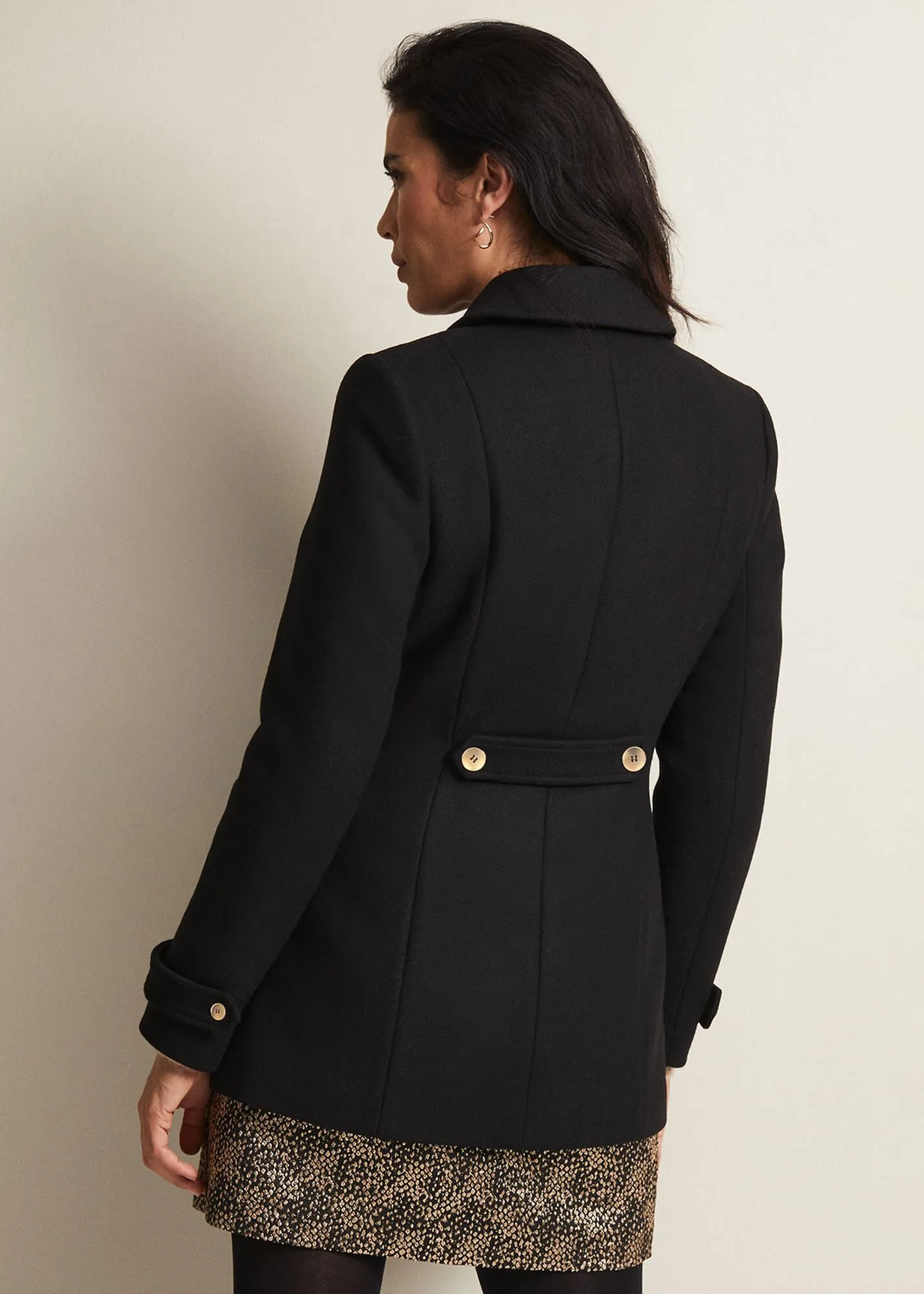 Aurelie Black Wool Smart Peacoat