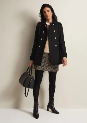 Aurelie Black Wool Smart Peacoat