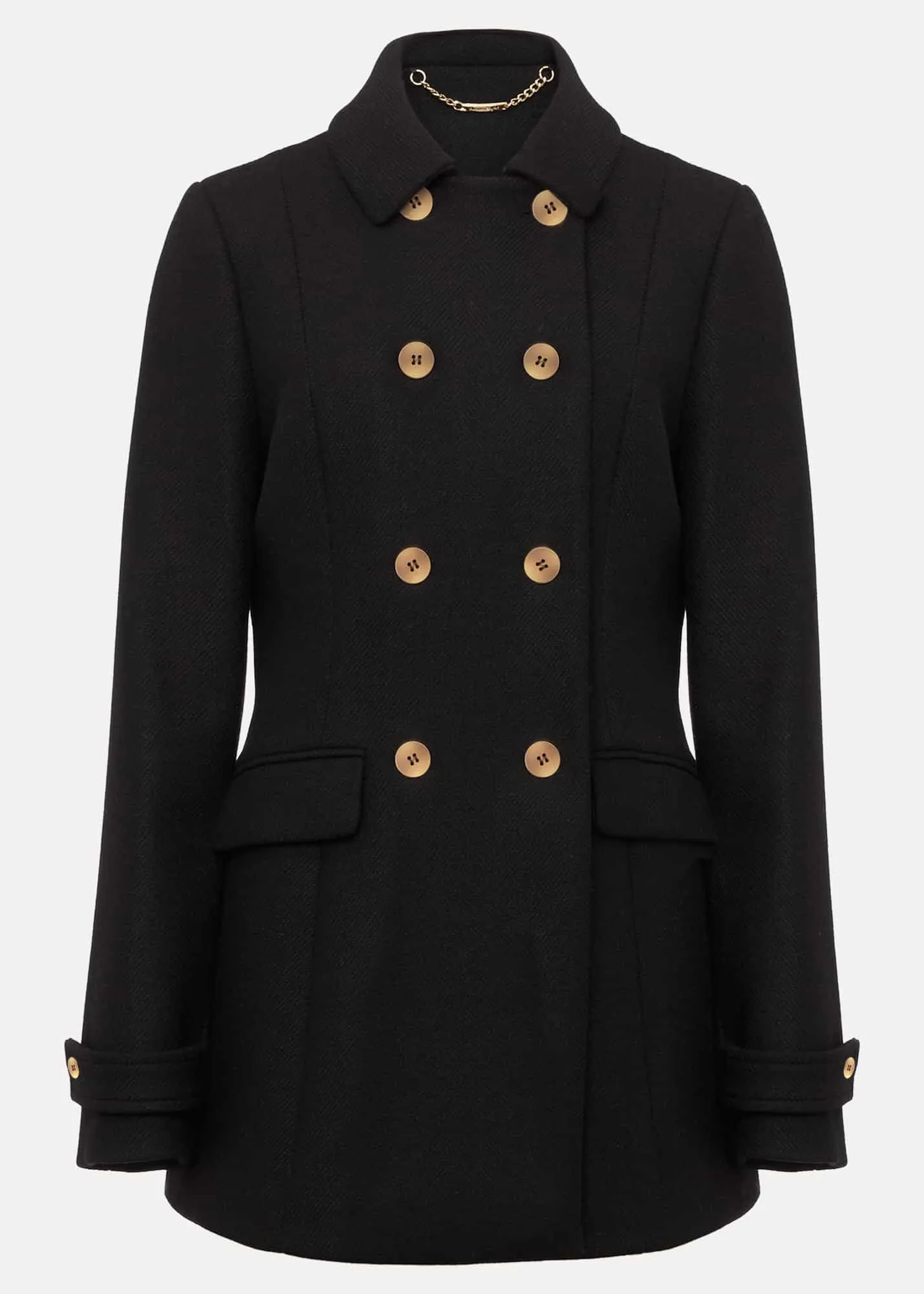 Aurelie Black Wool Smart Peacoat