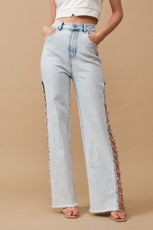 Bejeweled Trim Stretch Denim Jeans [online exclusive]