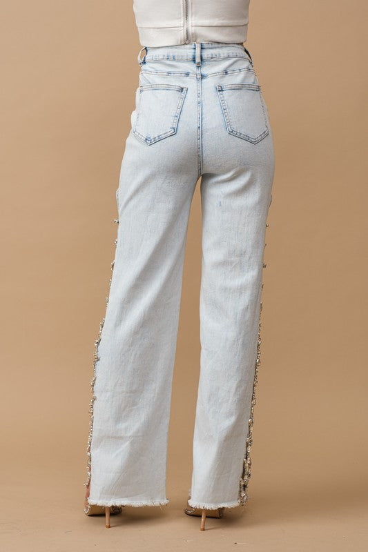 Bejeweled Trim Stretch Denim Jeans [online exclusive]