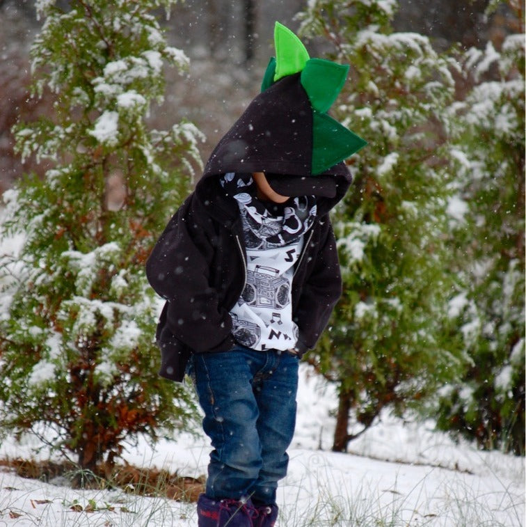 Black & Green Ombre Dino Hoodie