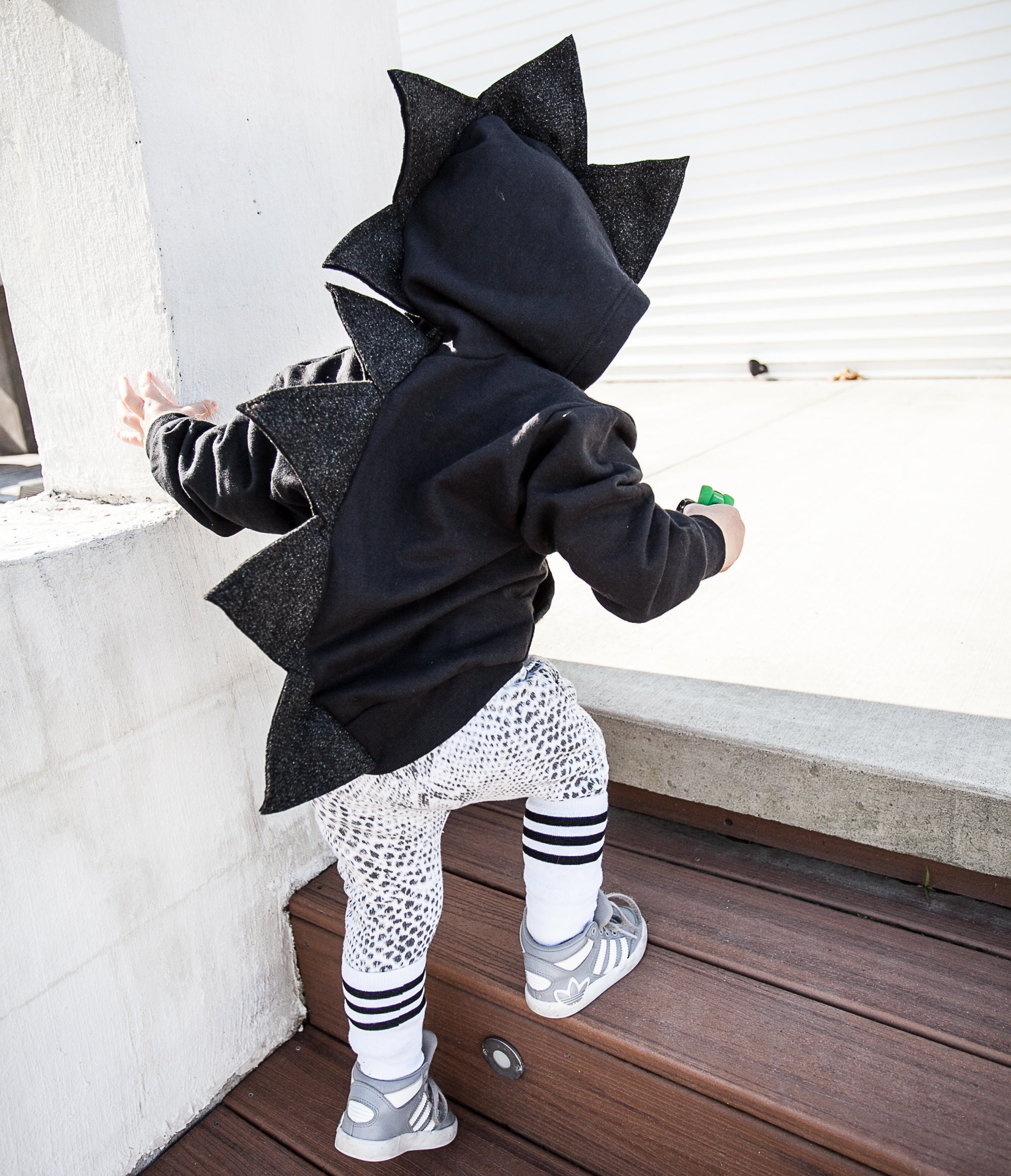 Black Glitter Dinosaur Hoodie - Kids Sparkle Black Dragon Costume