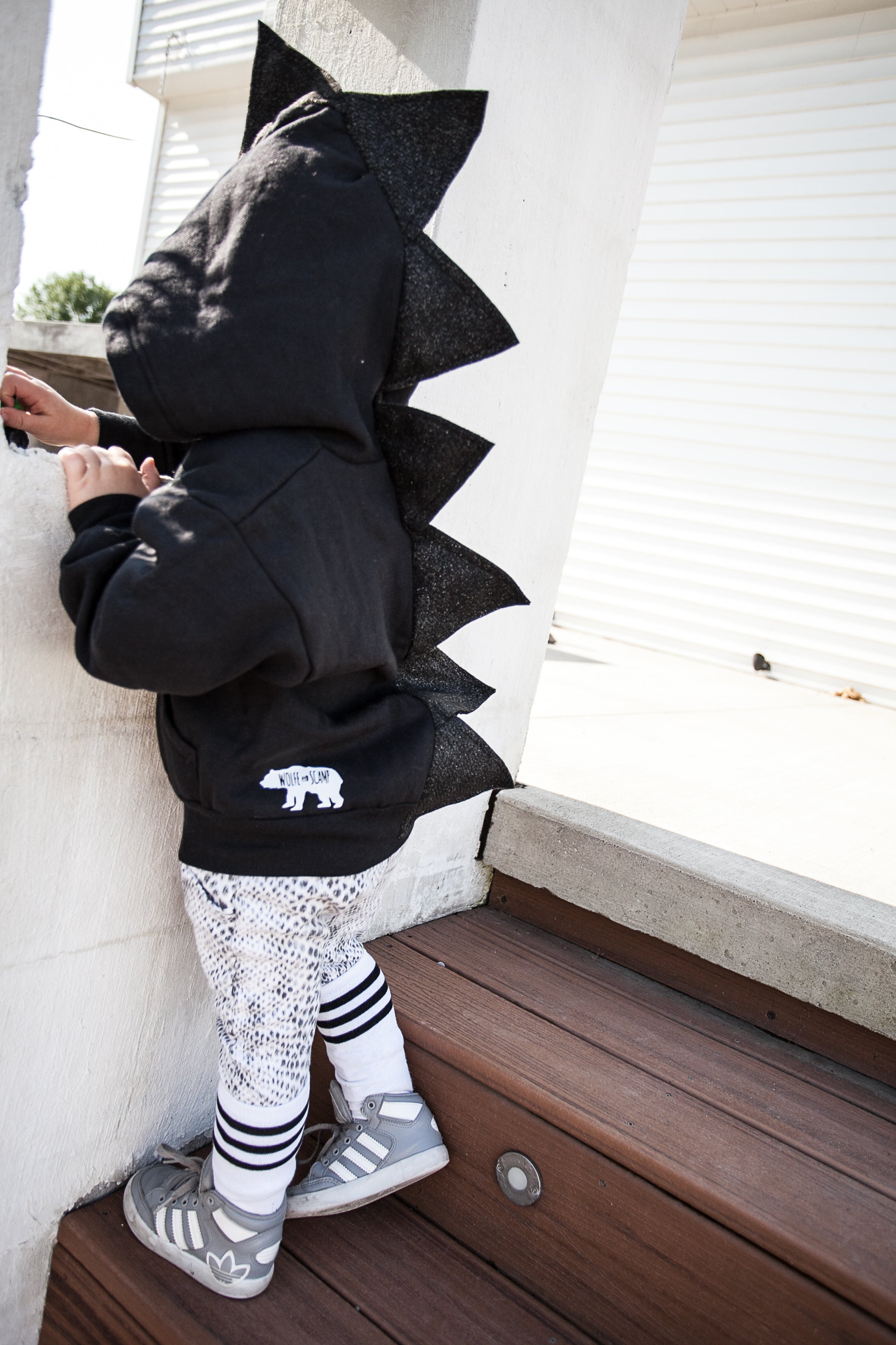 Black Glitter Dinosaur Hoodie - Kids Sparkle Black Dragon Costume