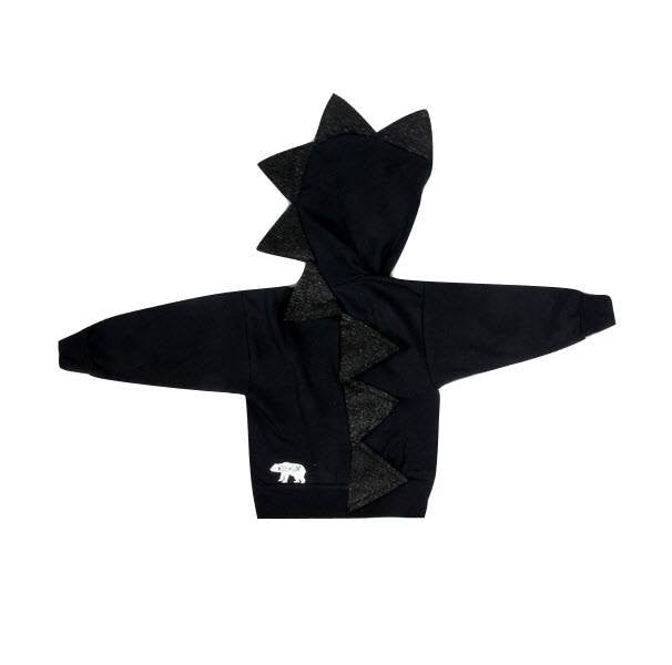 Black Glitter Dinosaur Hoodie - Kids Sparkle Black Dragon Costume