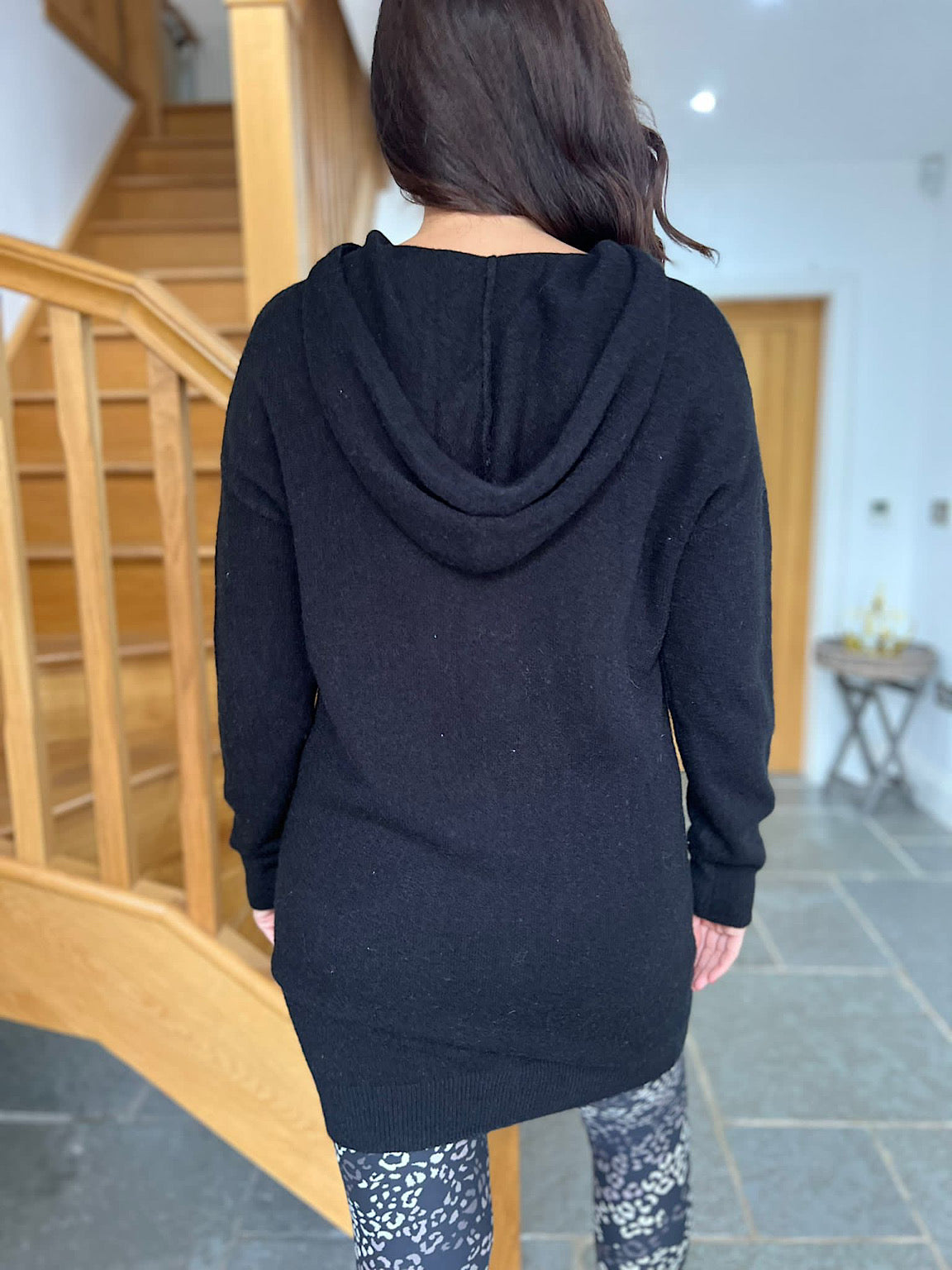 Black Premium Knitted Hoodie Silone