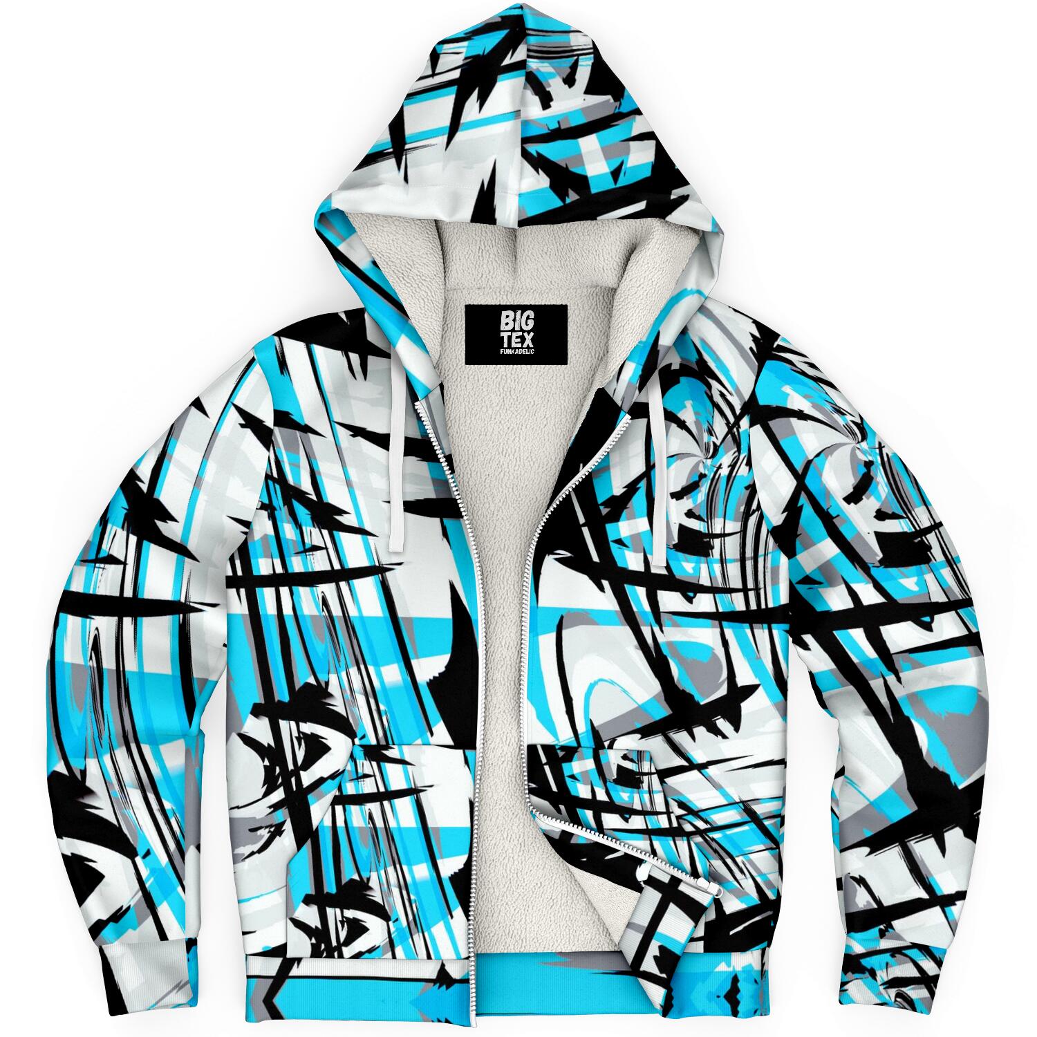 Blue Graffiti Mix Sherpa Hoodie