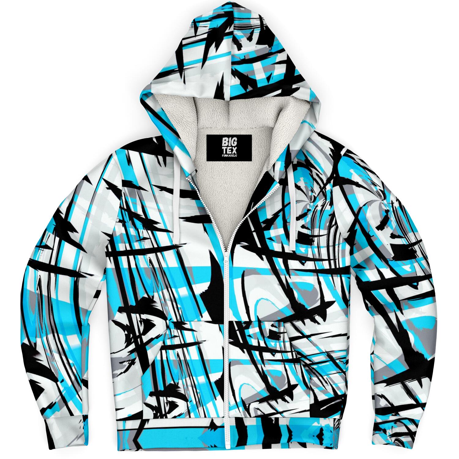 Blue Graffiti Mix Sherpa Hoodie