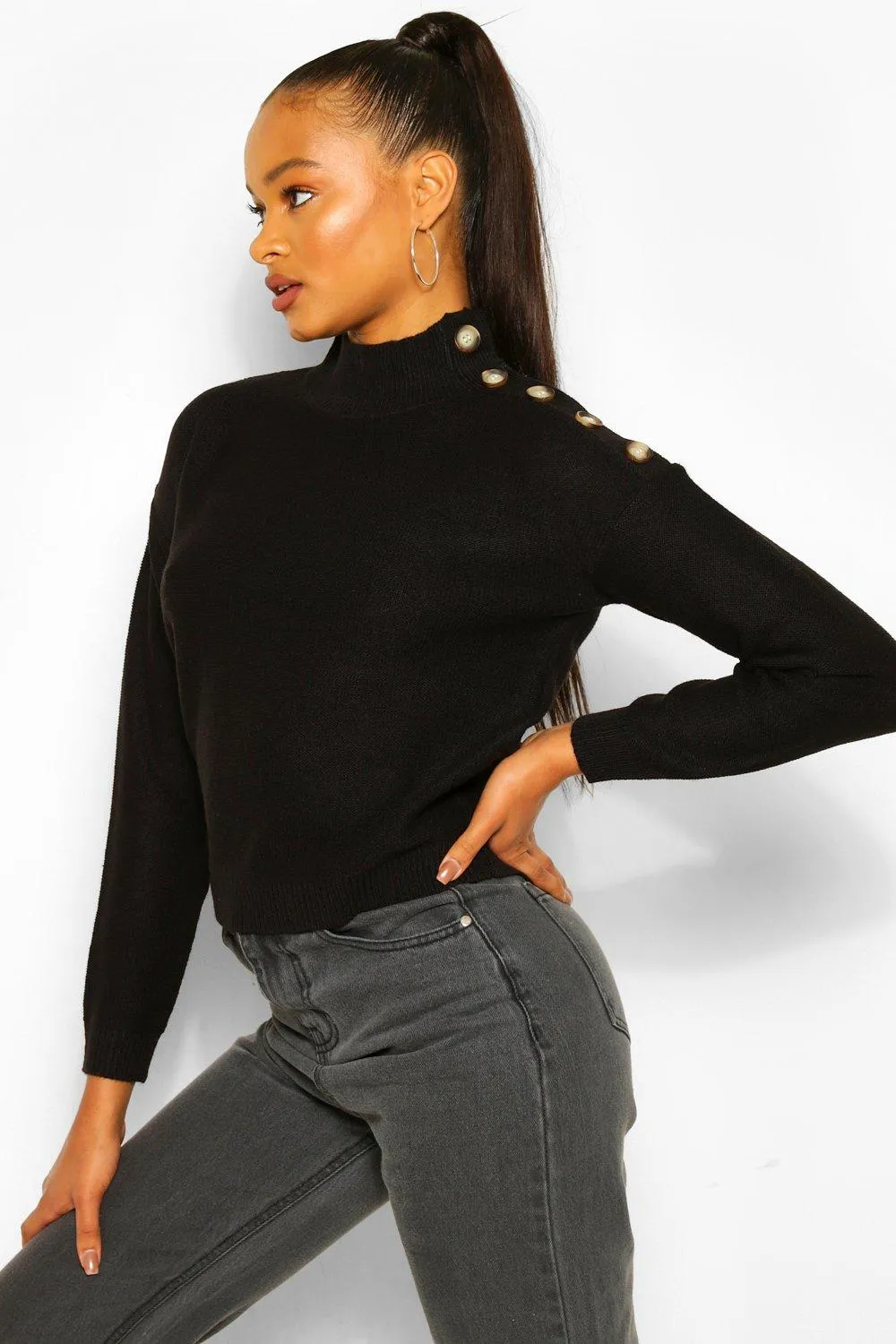 Button Shoulder Sweater