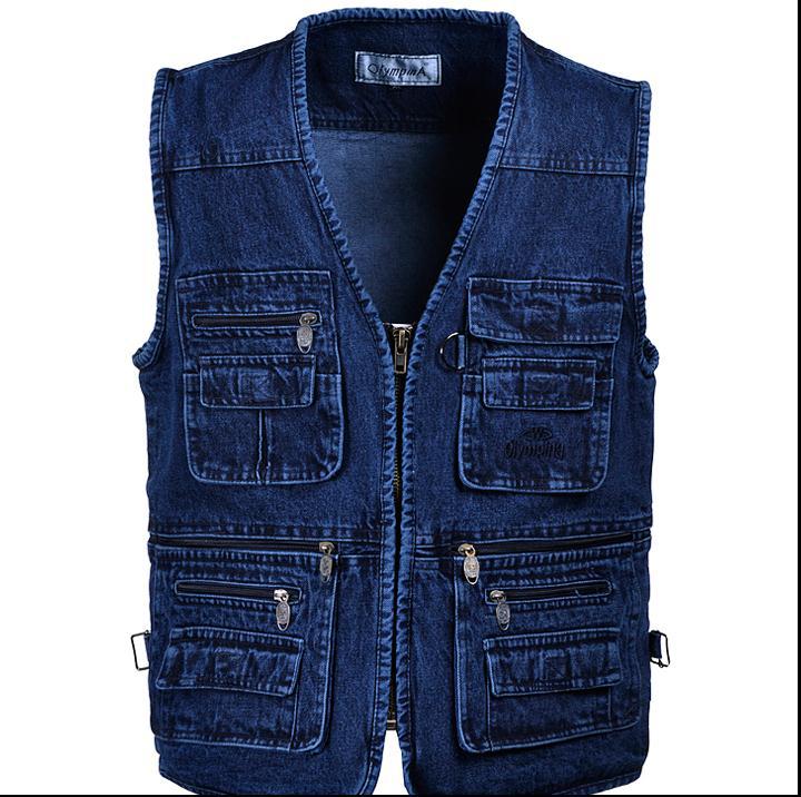 Casual Cotton Multi Pocket Outdoor Sleeveless Vests Coat for Men