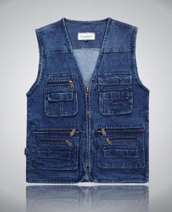 Casual Cotton Multi Pocket Outdoor Sleeveless Vests Coat for Men