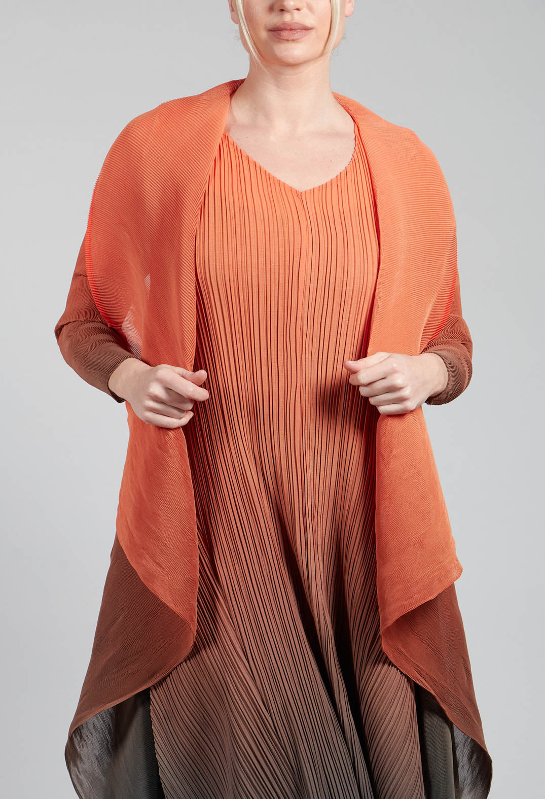 Collare Coat in Tangerine and Shadow