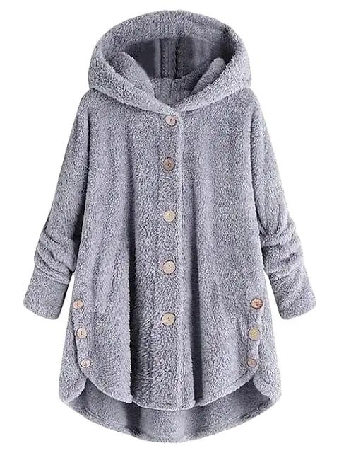 Cozy Plus Size Fleece Jacket with Pocket and Button Front