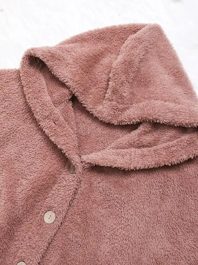 Cozy Plus Size Fleece Jacket with Pocket and Button Front