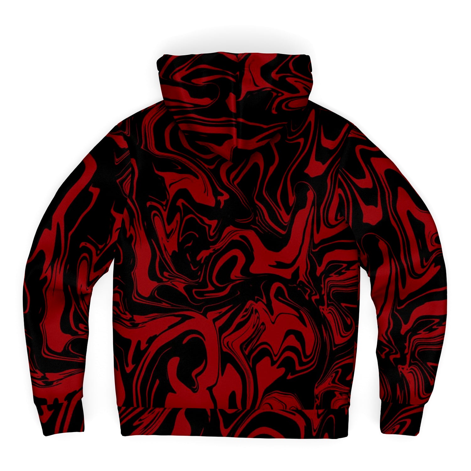 Crimson Red and Black Abstract Melt Sherpa Hoodie