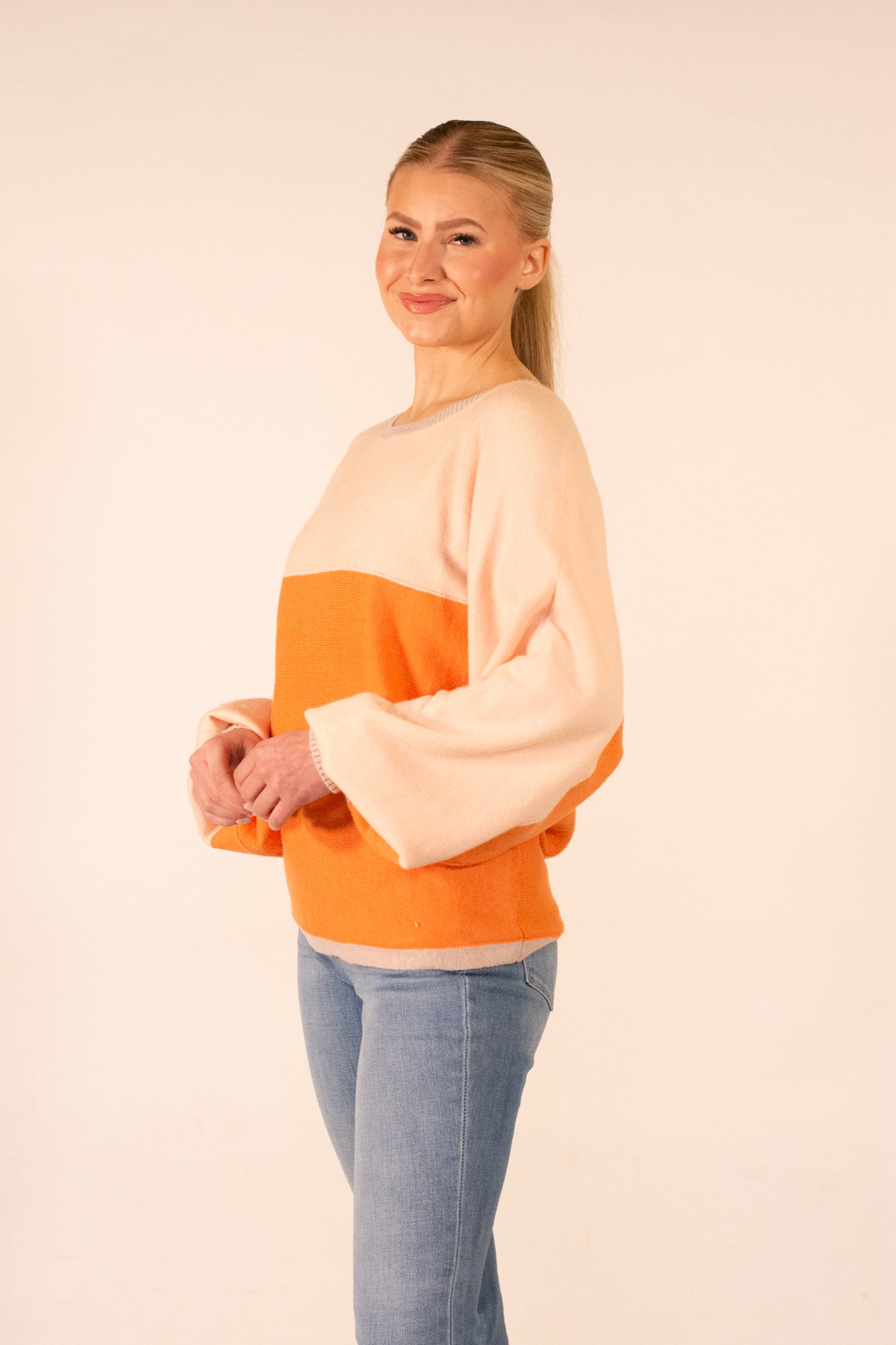 Delightful Beauty Color Block Crew Neck Sweater