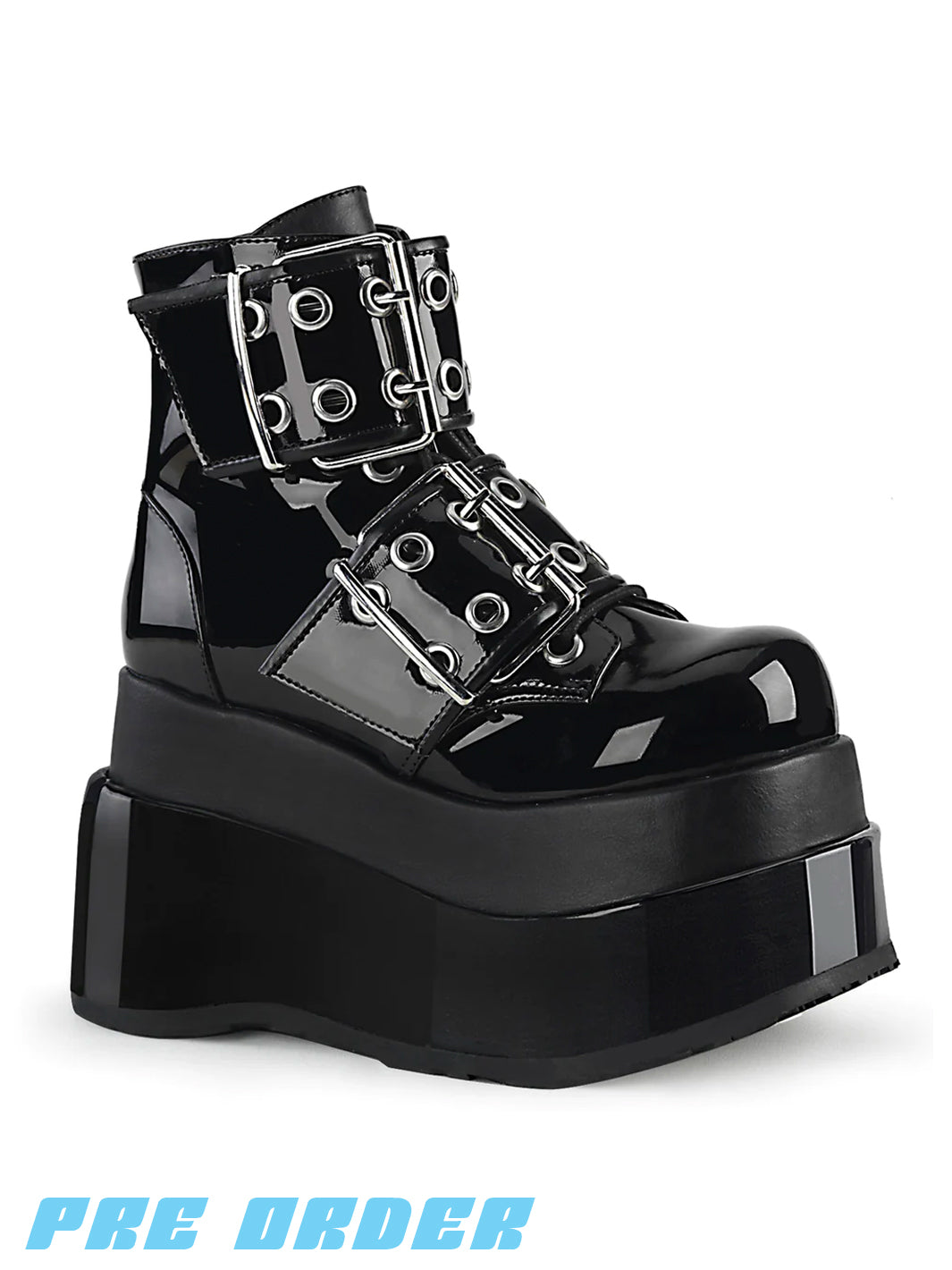 DEMONIA BEAR-104 - BLACK PATENT  PRE ORDER 