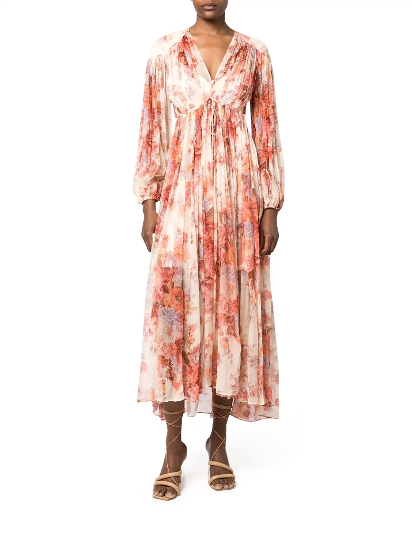 Devi floral-print silk dress