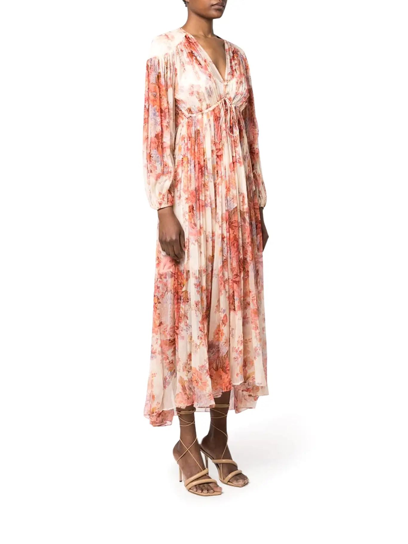 Devi floral-print silk dress