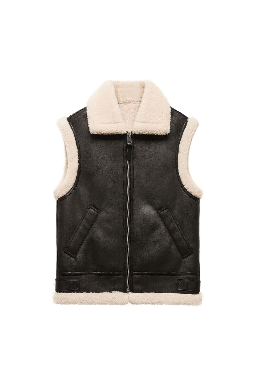 Double face leather effect vest