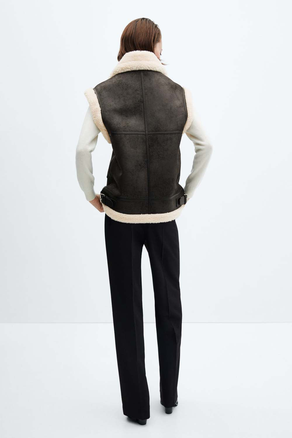 Double face leather effect vest