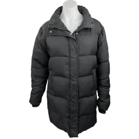 Escalier Black Duck Down Quilted Full Zip Snap Button Puffer Parka Coat Jacket M