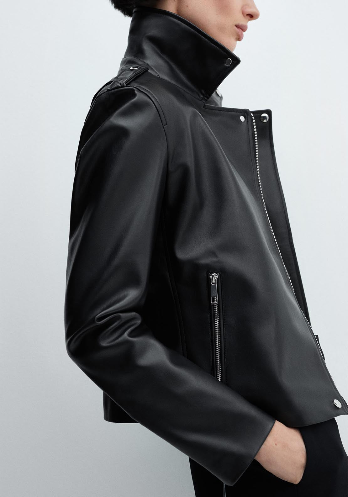 Faux-leather biker jacket