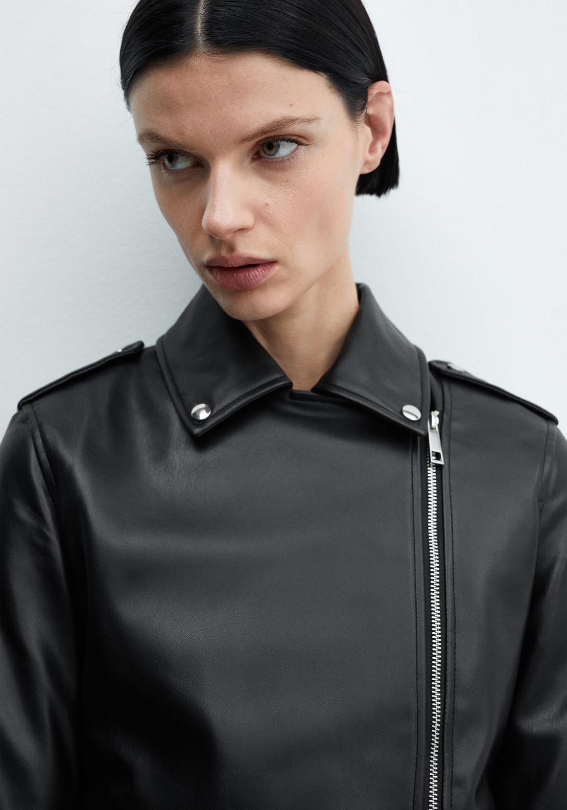 Faux-leather biker jacket