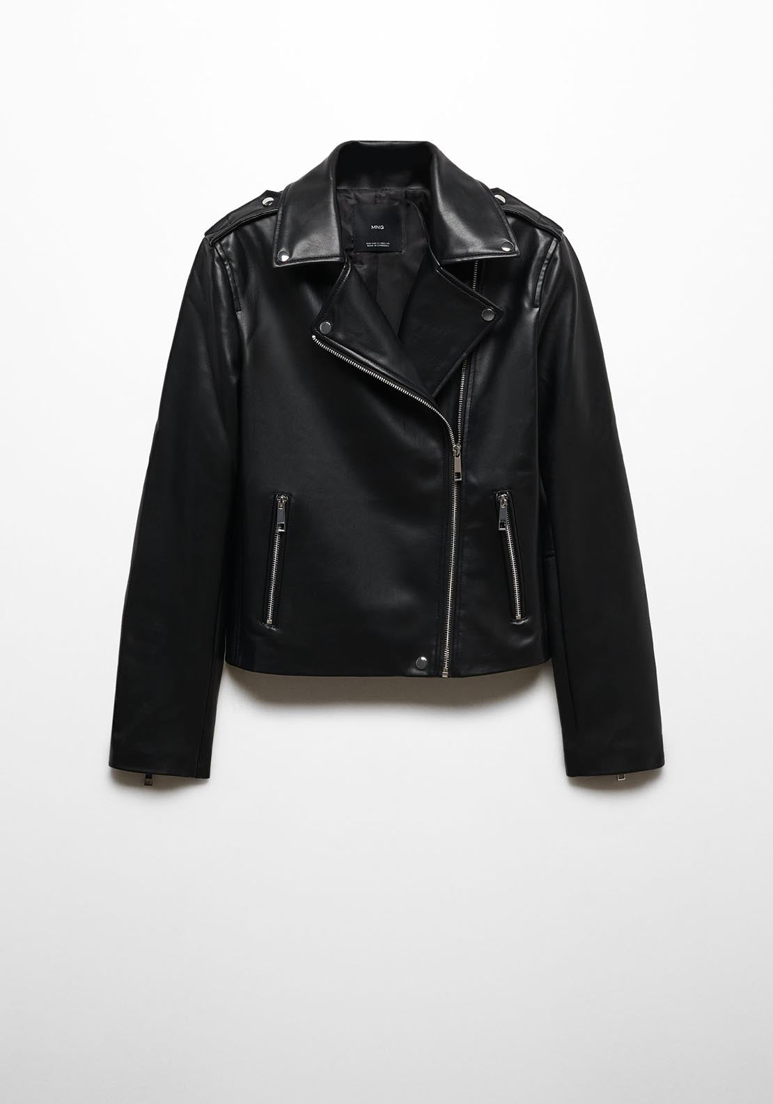 Faux-leather biker jacket