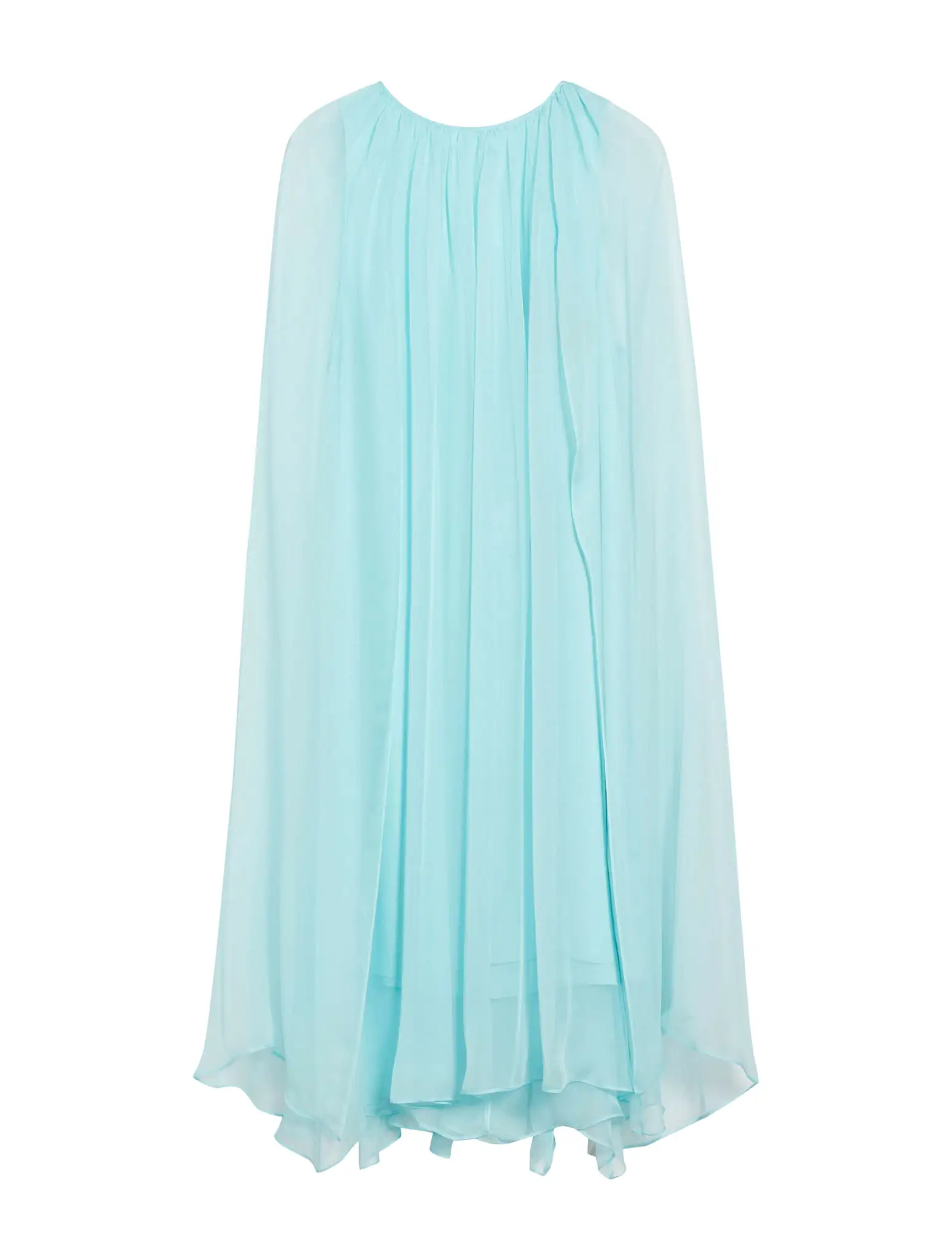 Flared dress in silk chiffon