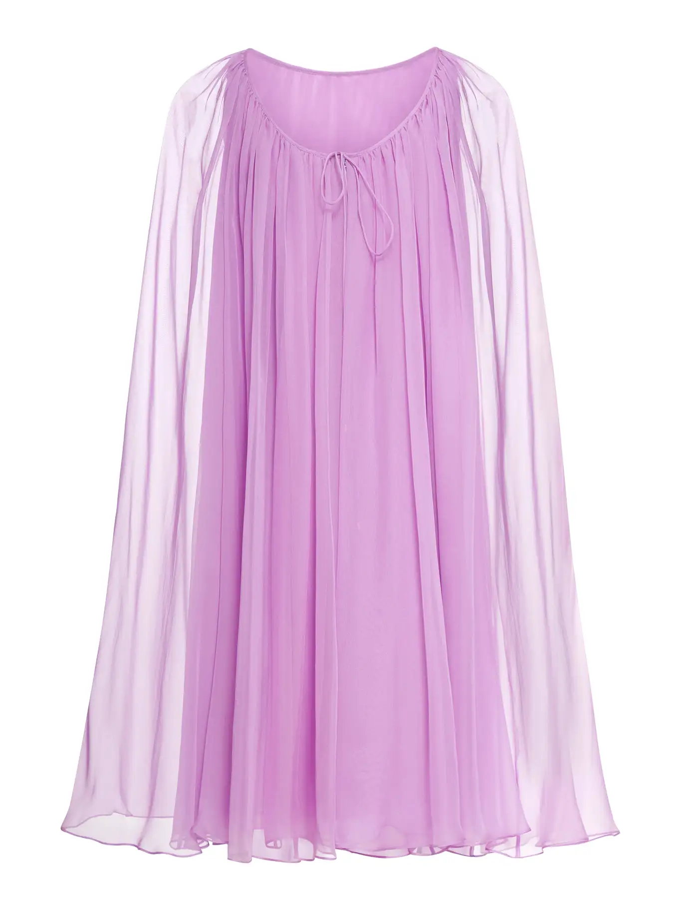 Flared dress in silk chiffon