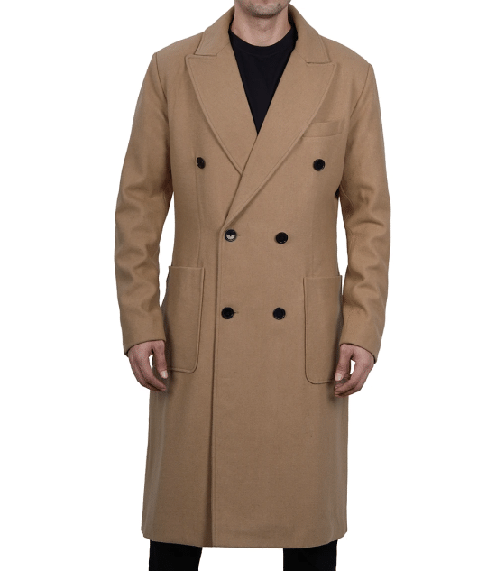 Fredrick Men's Double Breasted Beige Wool Coat Men