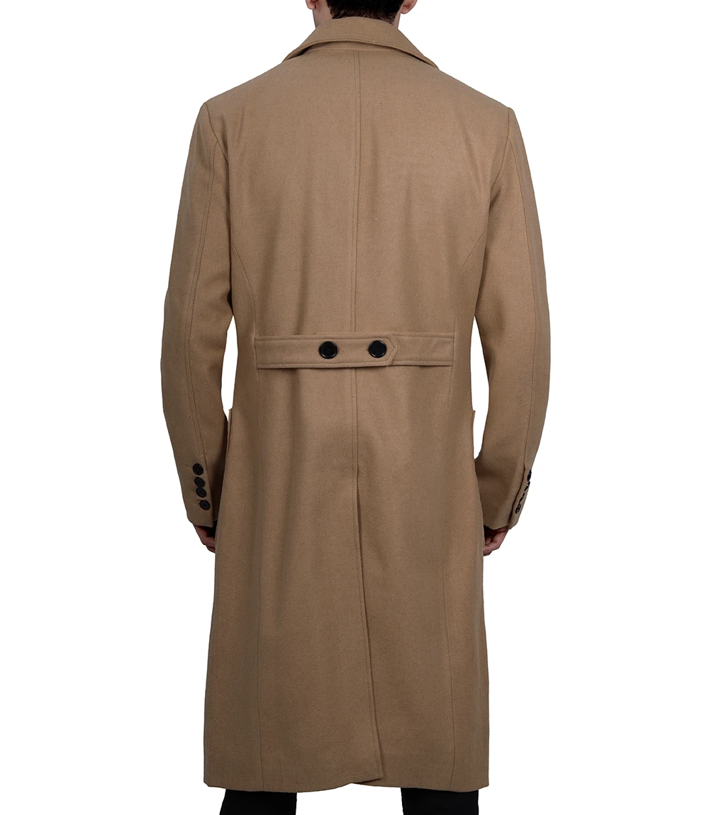 Fredrick Men's Double Breasted Beige Wool Coat Men