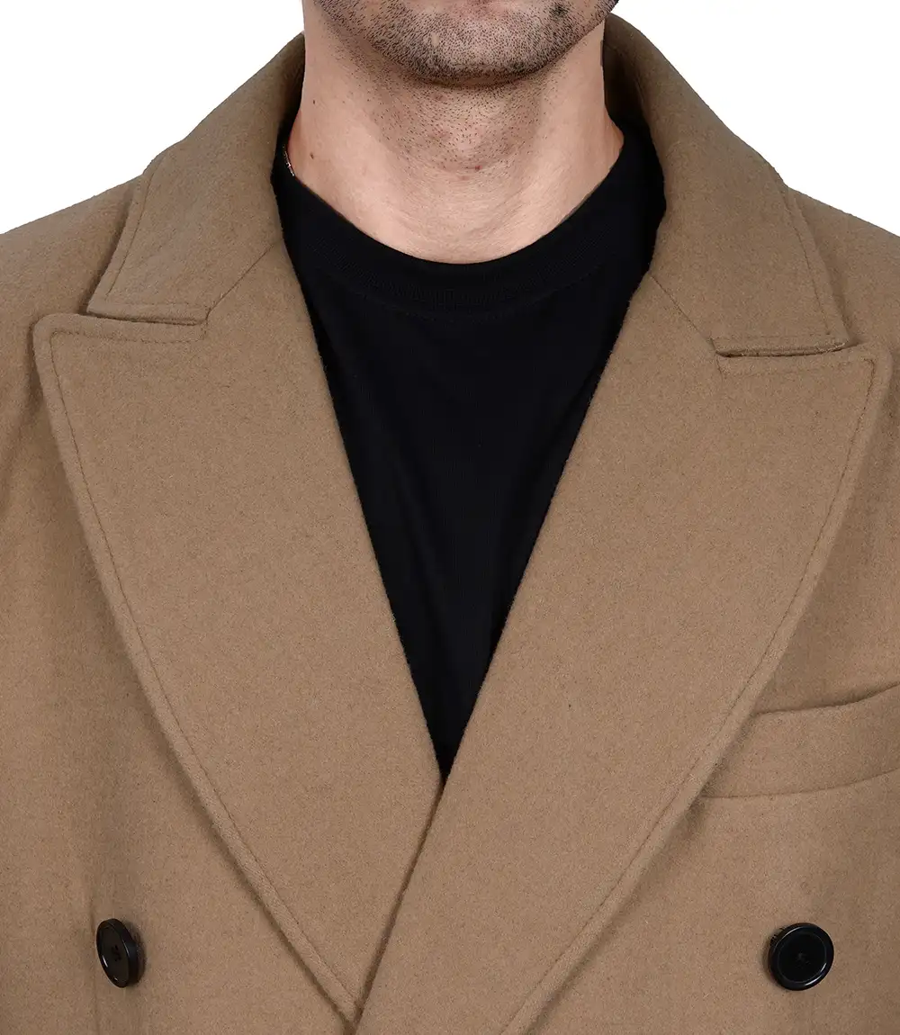 Fredrick Men's Double Breasted Beige Wool Coat Men