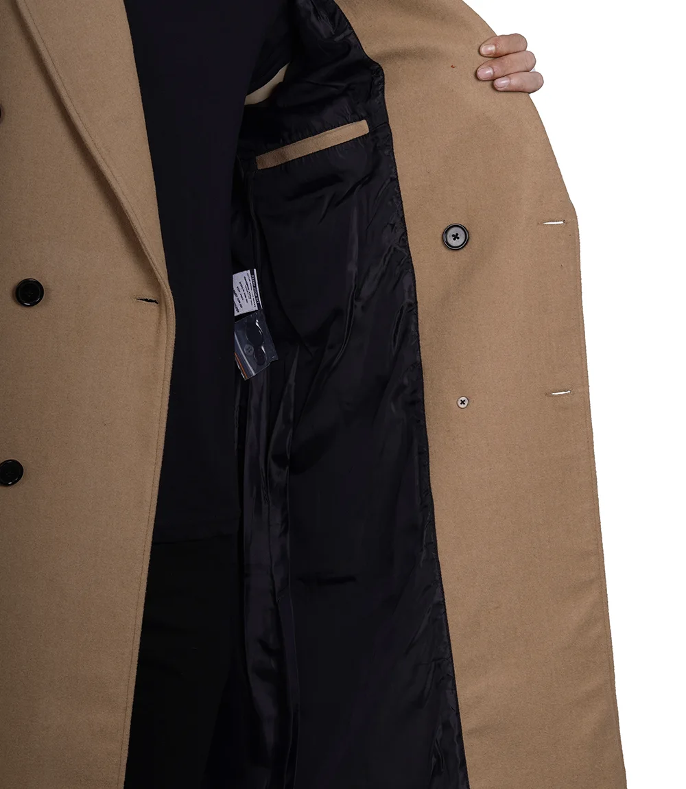 Fredrick Men's Double Breasted Beige Wool Coat Men