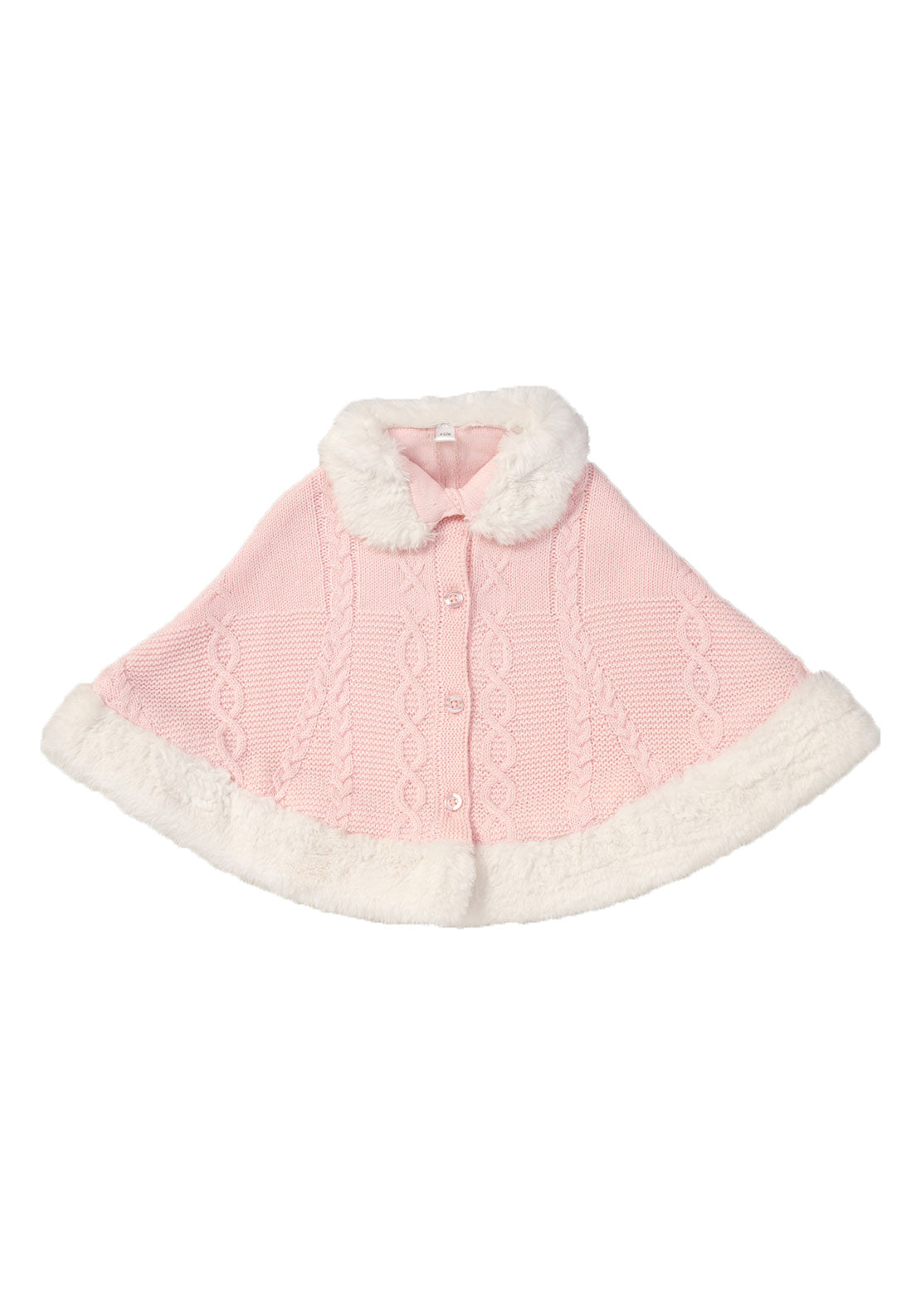 Fur Trim Cape - Pink