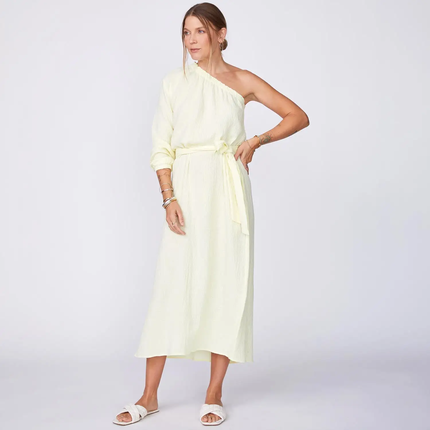 Gauze One Shoulder Dress