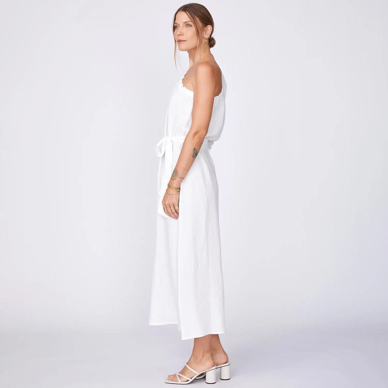 Gauze One Shoulder Dress