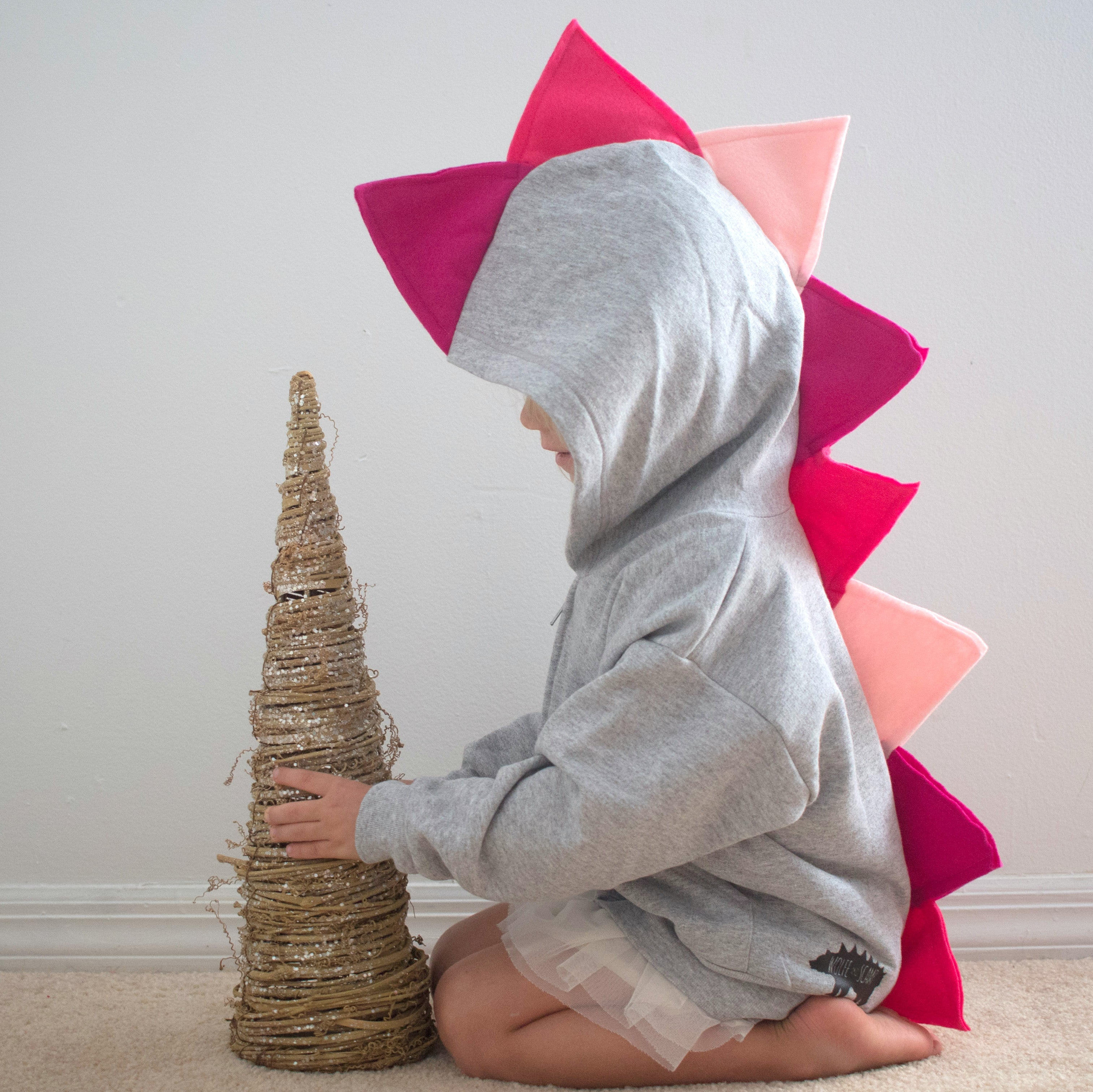 Girly Pink Ombre Dino Hoodie