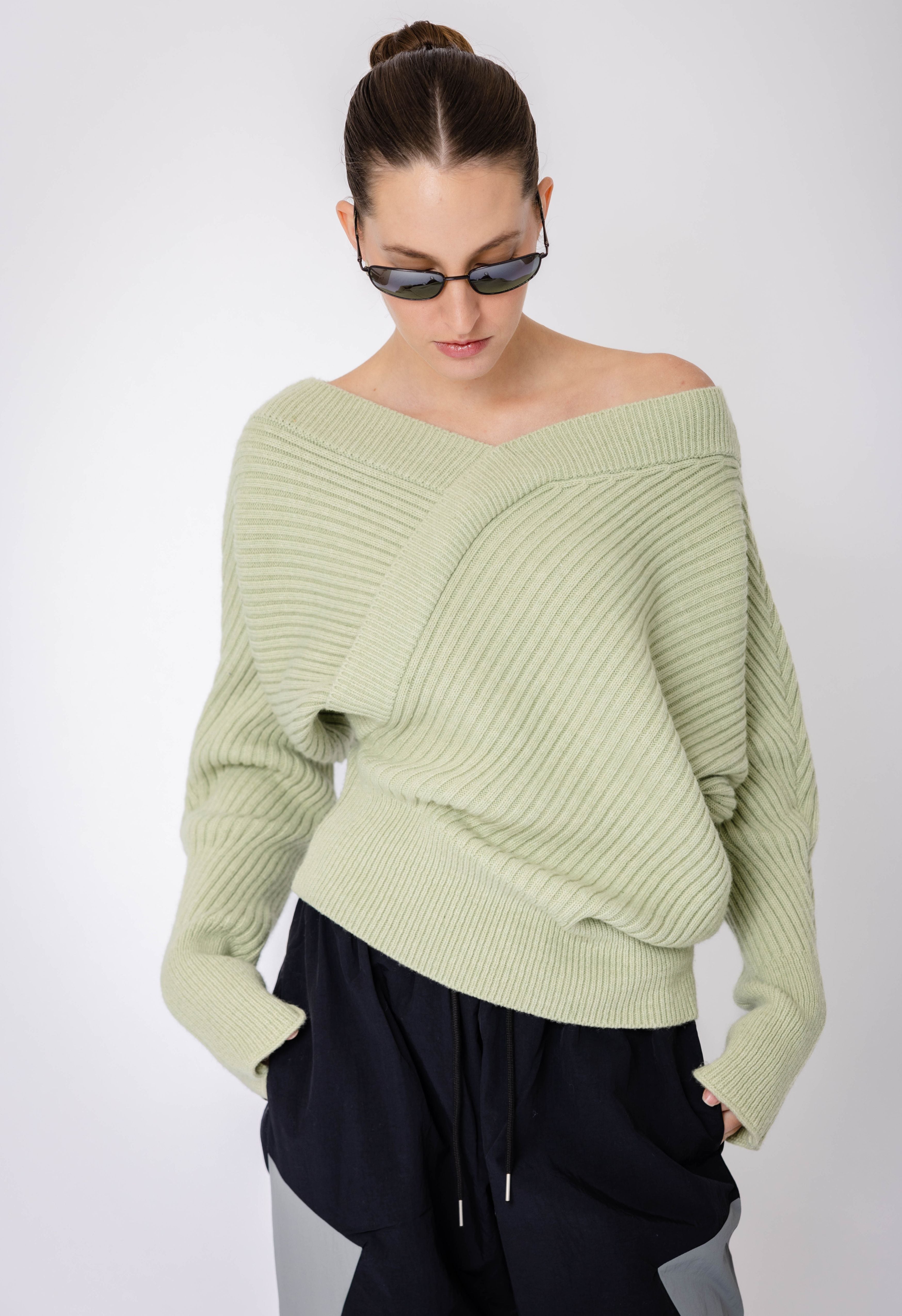 Heidi Crossbody Sweater in Sage