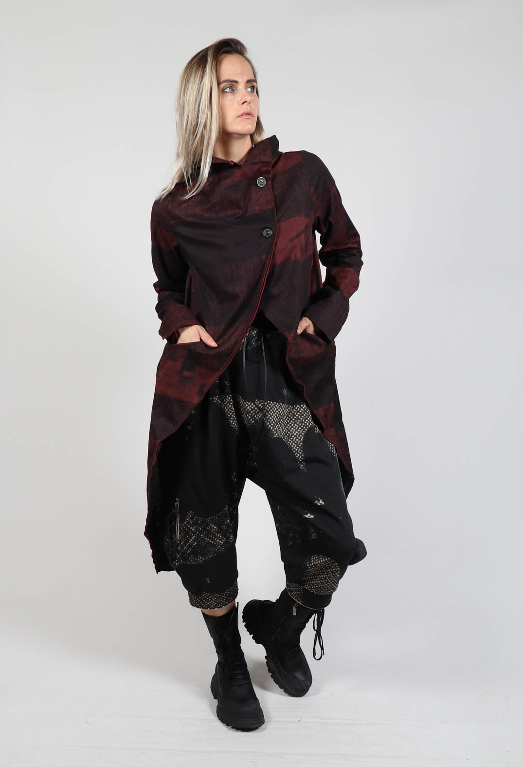 High Split Coat in Rust Print